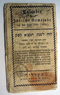 Das jüdische Kalender jahr 1831. Autor Tomas Sienicki